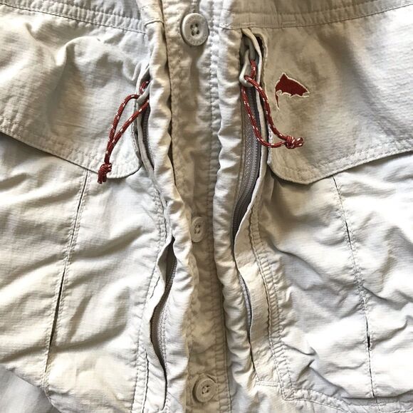 Simms Fishing COR3 Men's LARGE L/S Vented Button Down Guide Beige Shirt *flaw - Picture 11 of 16